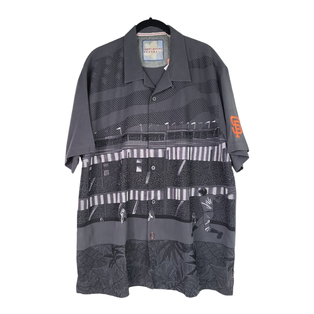NWT Gray Men's Tommy Bahamas MLB SF Giants Short Sleeve Shirt  XL Aloha